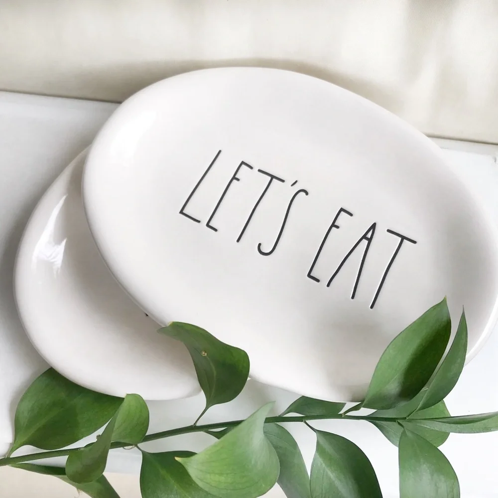 NWT Rae Dunn 2 Lets Eat Oval Plates - Picture 6 of 7